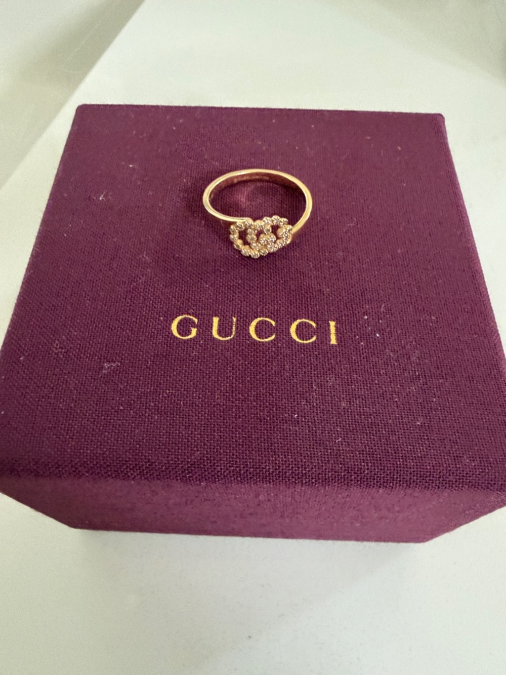 Gucci Gold-Tone Diamond Heart Ring in 18k Gold